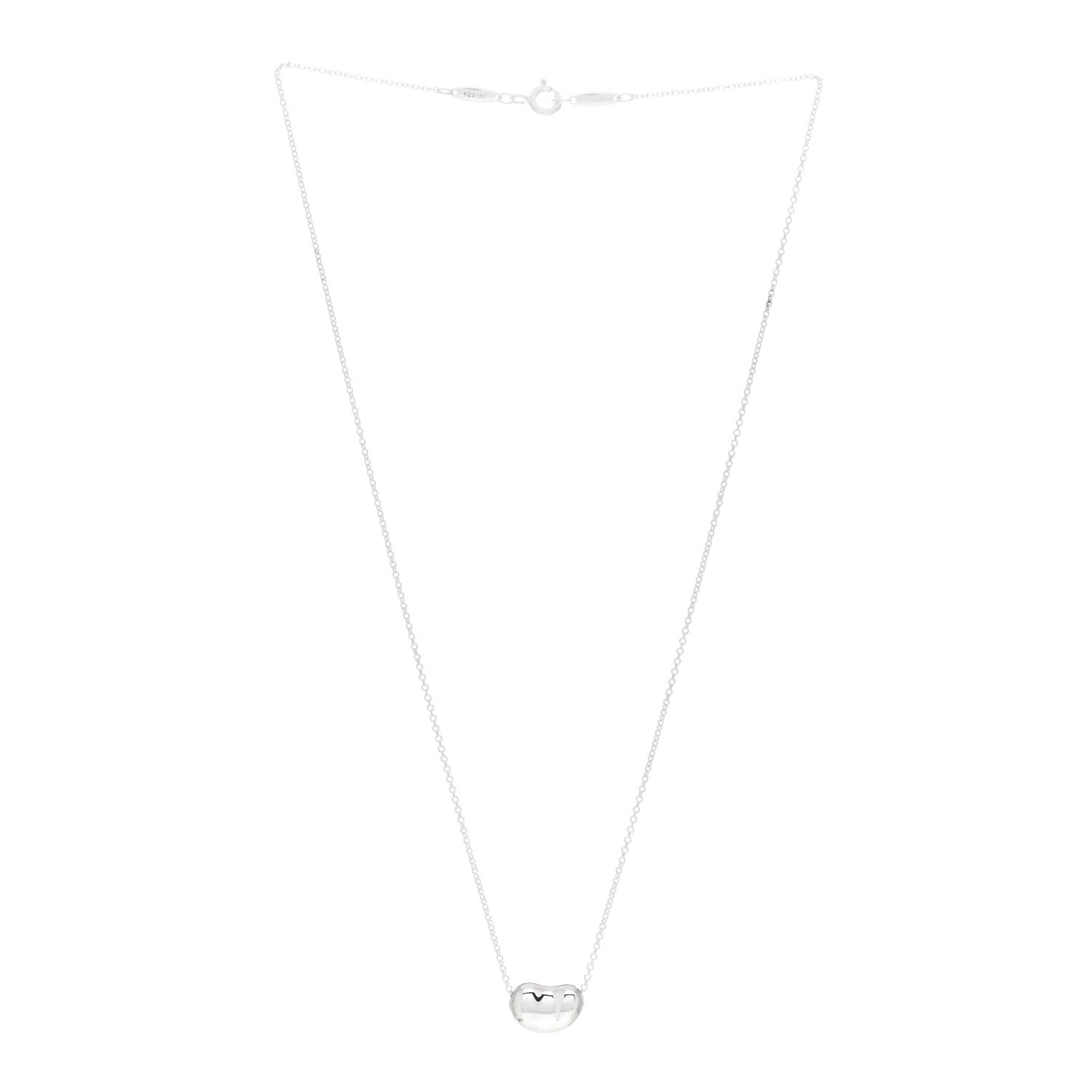 Tiffany Sterling Silver 12mm Elsa Peretti Bean Pendant Necklace 2 of 3
