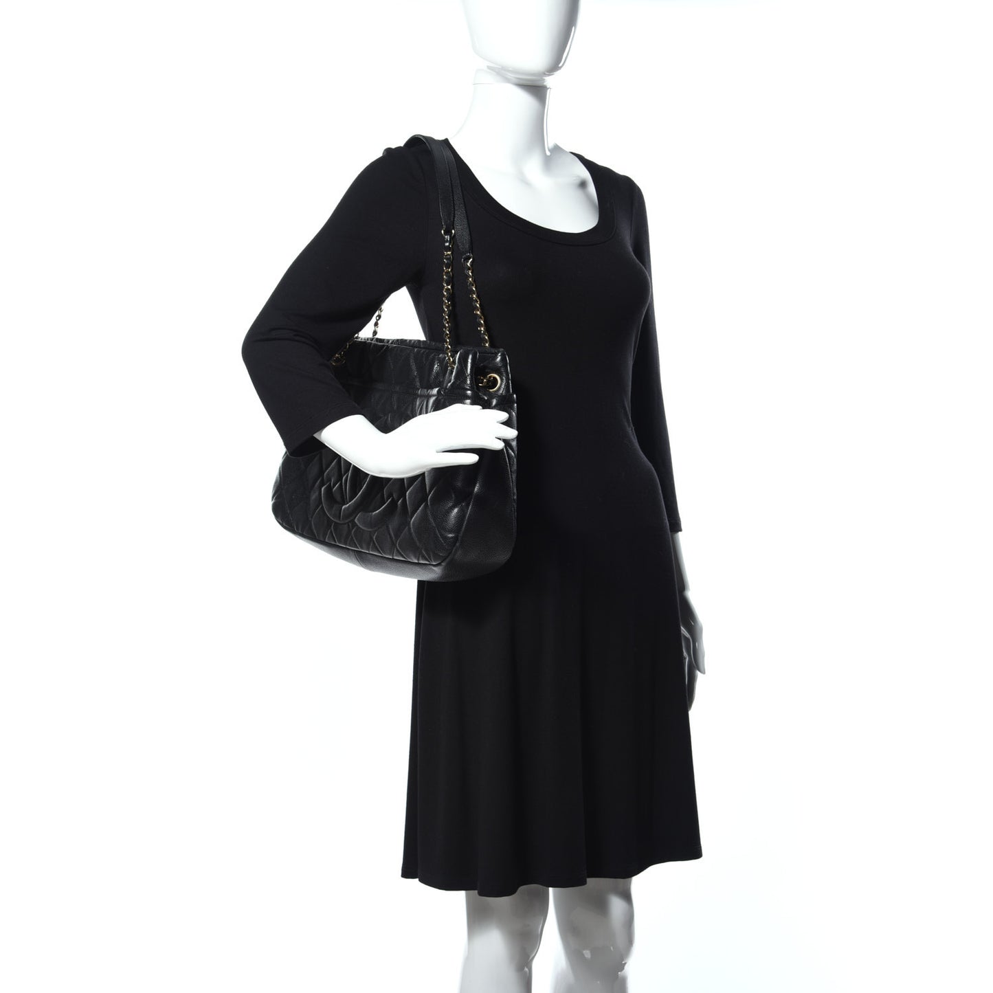 Caviar Quilted CC Timeless Soft Tote Black