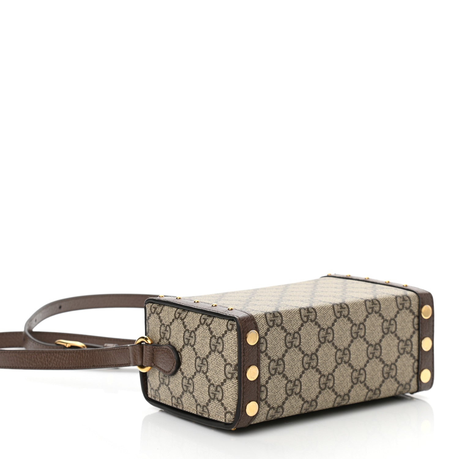 Gucci GG Supreme Monogram Textured Dollar Calfskin Mini Trunk Shoulder Bag Beige Ebony New Acero 4 of 10