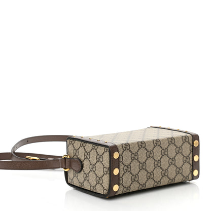 Gucci GG Supreme Monogram Textured Dollar Calfskin Mini Trunk Shoulder Bag Beige Ebony New Acero 4 of 10