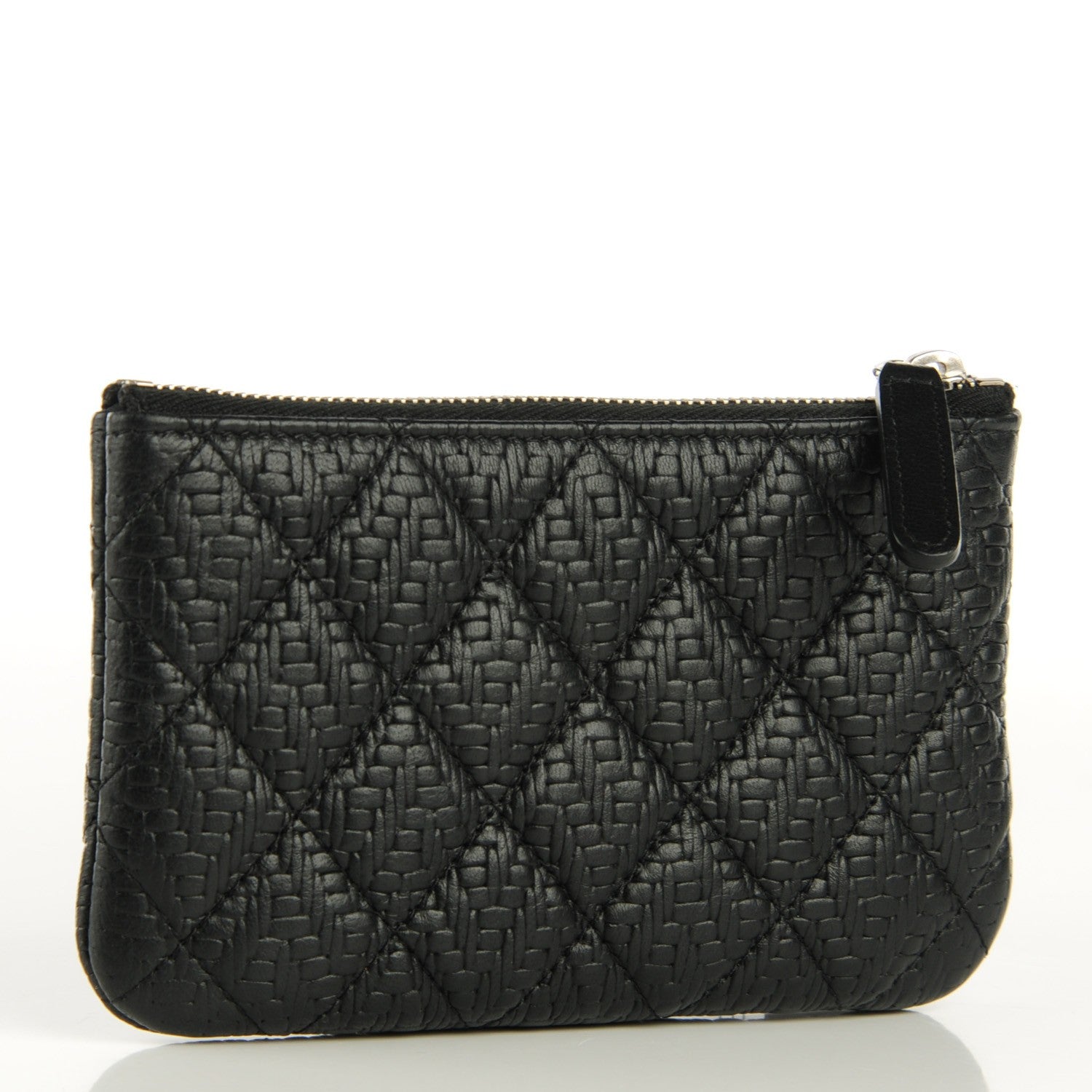 Chanel Woven Lambskin Quilted Cosmetic Pouch Black 3 of 9