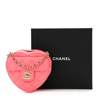 Chanel Lambskin Quilted CC In Love Heart Clutch With Chain Pink 11 of 11