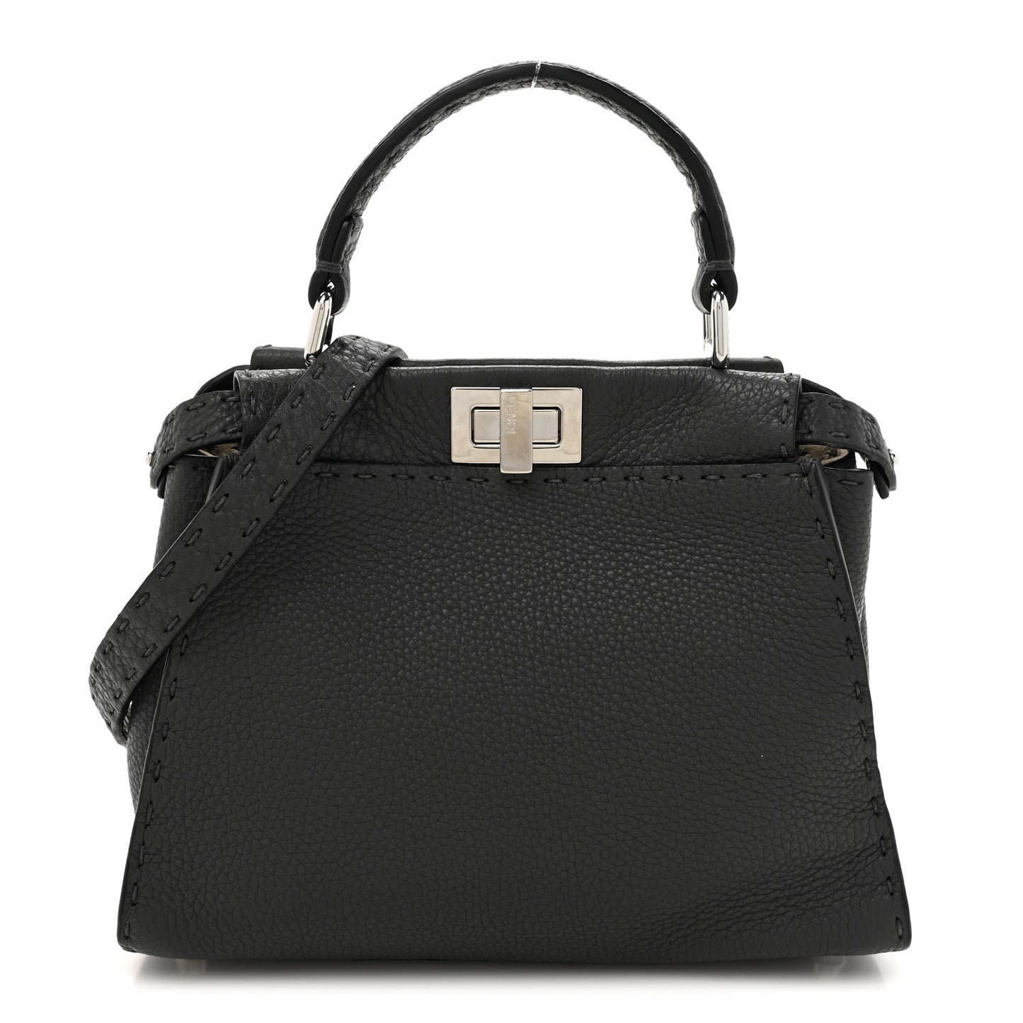 Cuoio Romano Selleria Bi-Color Mini Peekaboo Iconic Satchel Asfalto Latte