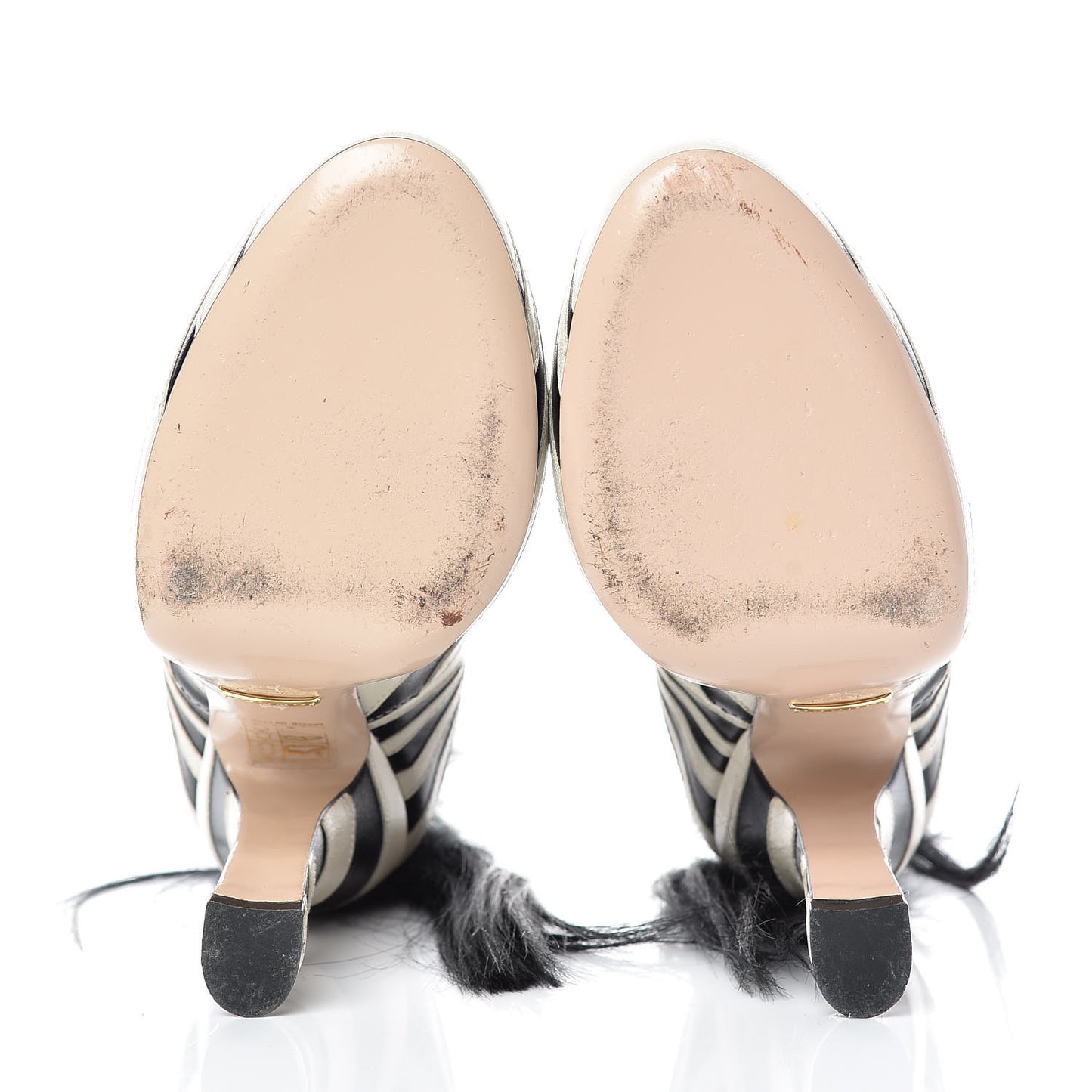 Malaga Kid Fur Zebra Inlay Lesley Mary Jane Pumps 36 Mystic White Black