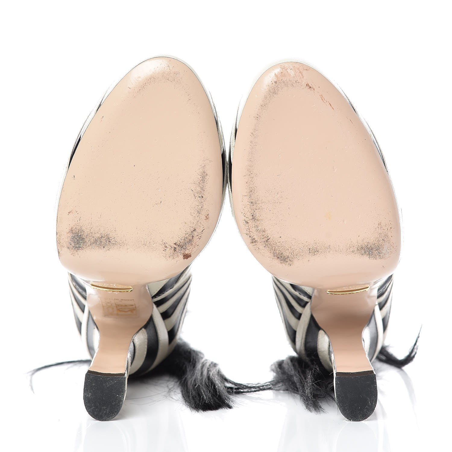 Gucci Malaga Kid Fur Zebra Inlay Lesley Mary Jane Pumps 36 Mystic White Black 8 of 18