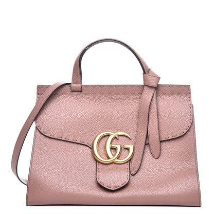 Gucci Calfskin Small GG Marmont Top Handle Bag Rosy Phard 1 of 7