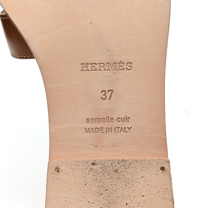 Hermes Box Calfskin Oran Sandals 37 Gold 7 of 9
