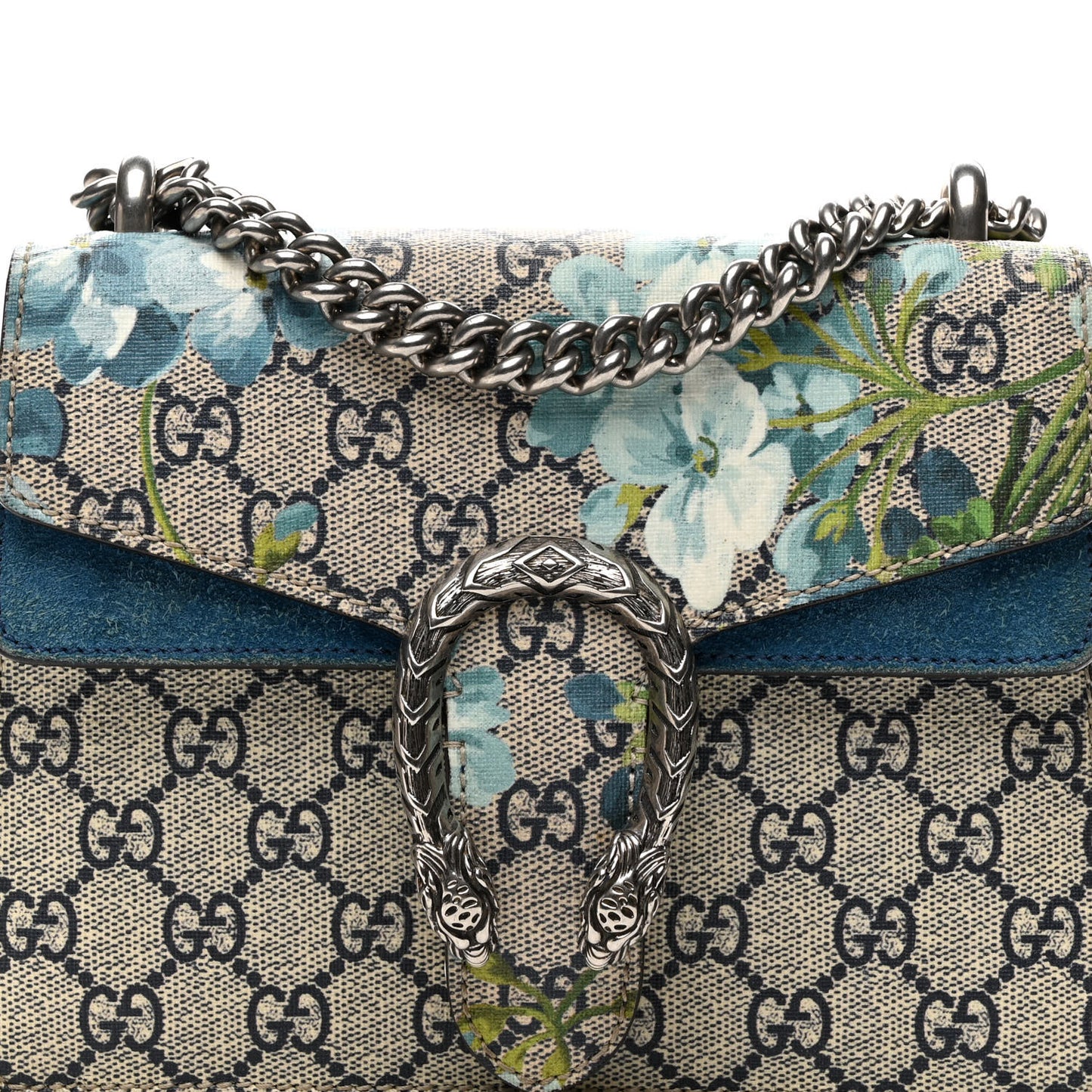 GG Supreme Monogram Blooms Mini Dionysus Shoulder Bag Beige Navy Vintage Blue