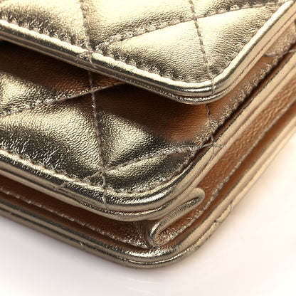 Chanel Metallic Lambskin Quilted Trendy CC Wallet On Chain WOC Gold 11 of 14