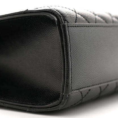 Saint Laurent Grain De Poudre Textured Mixed Matelasse Large Triquilt Monogram Monochrome Satchel Black 9 of 13