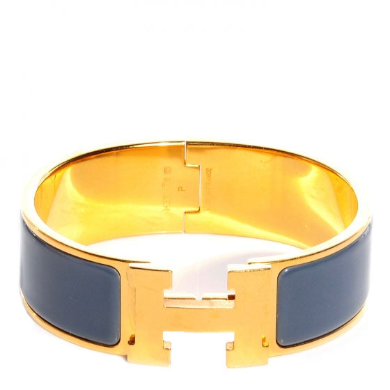 Hermes Enamel Wide Clic Clac H Bracelet GM Slate 1 of 5