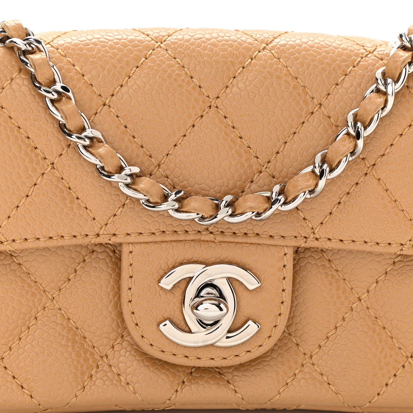 Caviar Quilted Extra Mini Flap Dark Beige