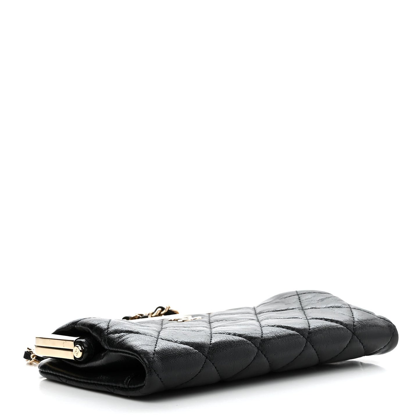 Lambskin Quilted Frame Clutch With Chain Black