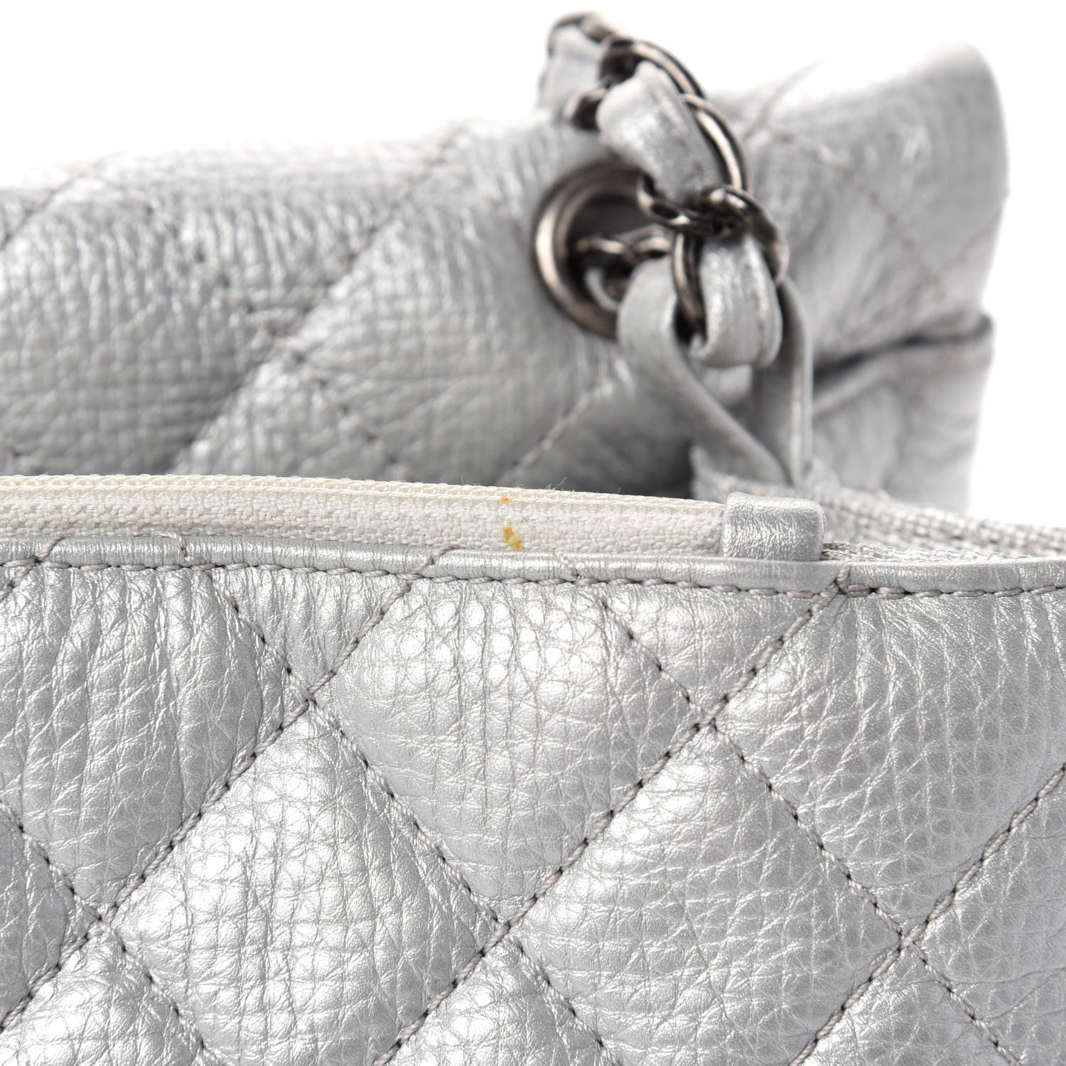 Chanel Metallic Calfskin Quilted XXL Travel Flap Bag Silver 9 of 15