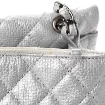 Chanel Metallic Calfskin Quilted XXL Travel Flap Bag Silver 9 of 15