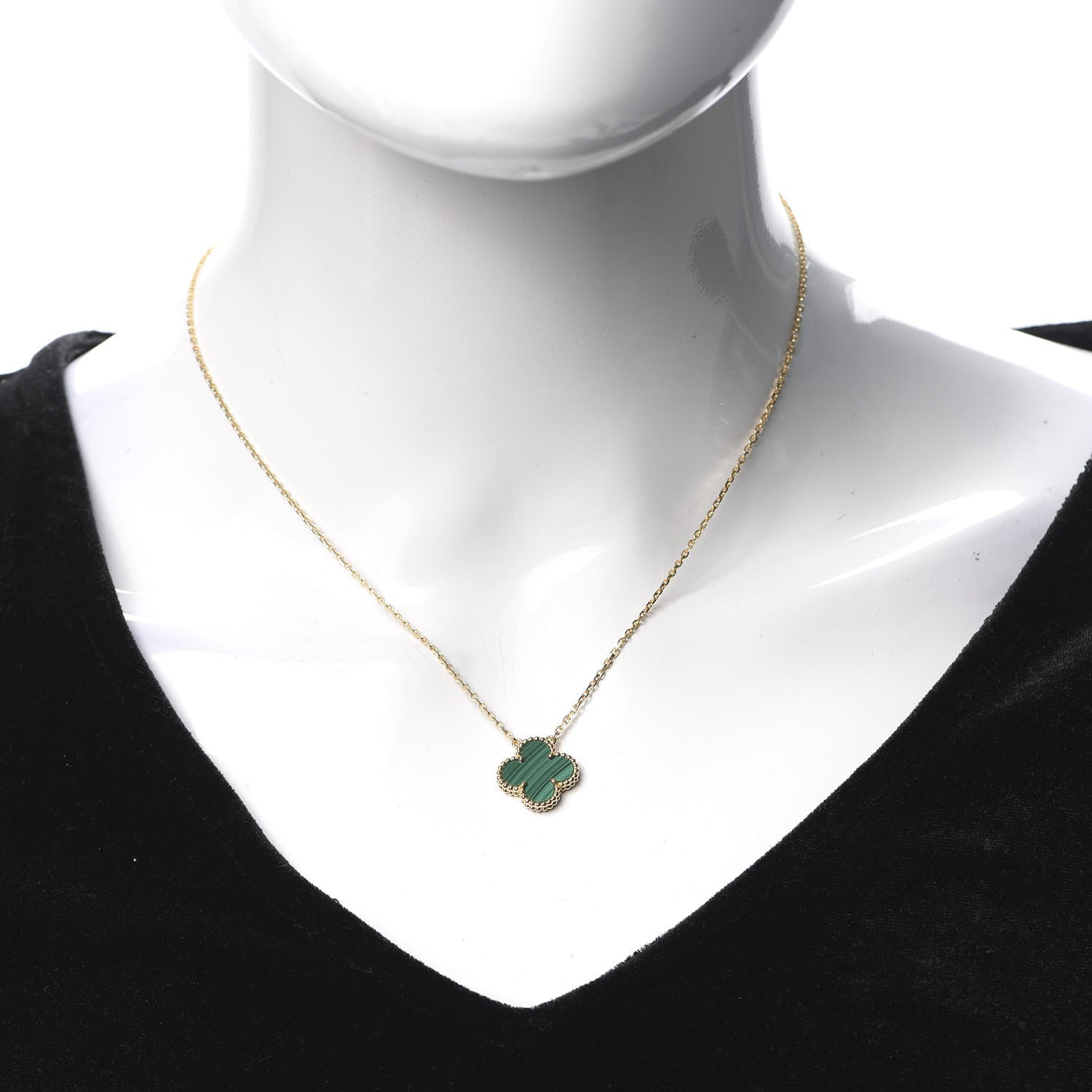 Van Cleef & Arpels 18K Yellow Gold Malachite Vintage Alhambra Pendant Necklace 2 of 8
