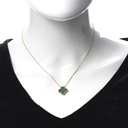 Van Cleef & Arpels 18K Yellow Gold Malachite Vintage Alhambra Pendant Necklace 2 of 8