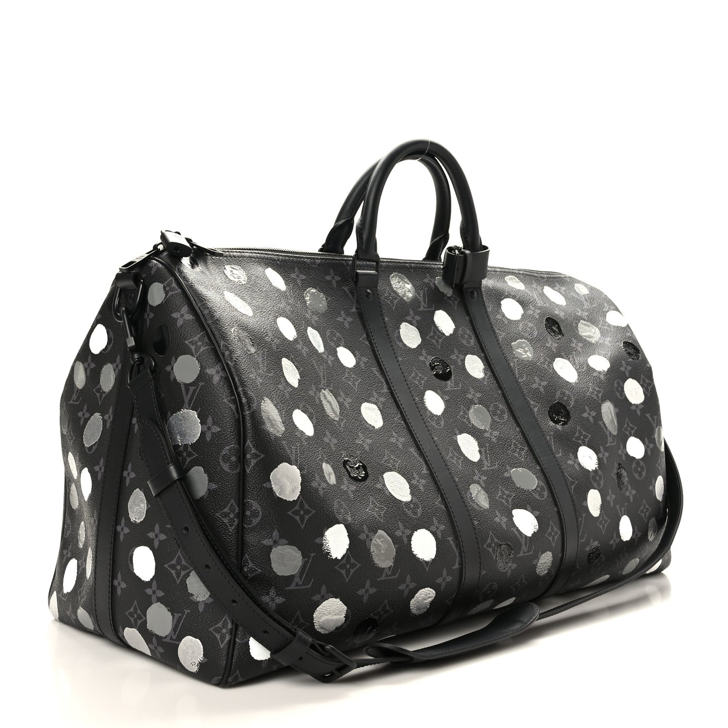 LV X YK Monogram Eclipse Keepall Bandouliere 45 Black Silver