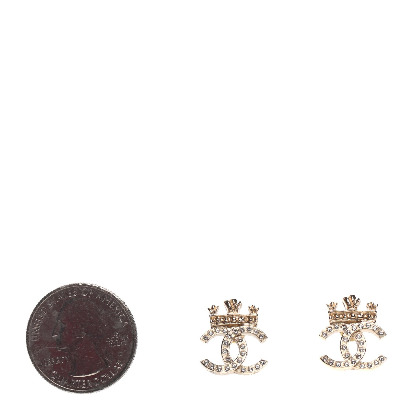 Crystal CC Crown Earrings Gold