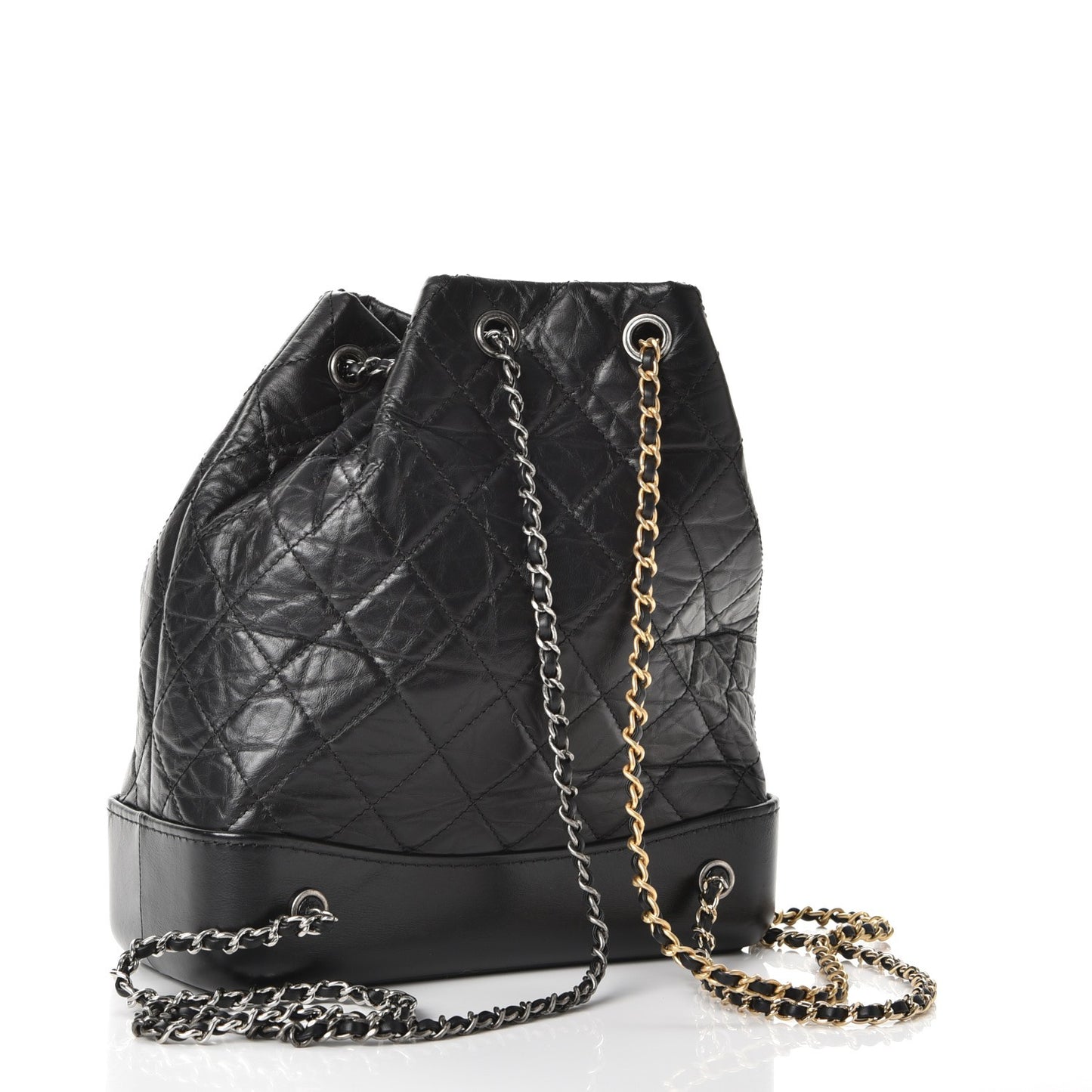 Aged Calfskin Quilted Gabrielle Backpack Black