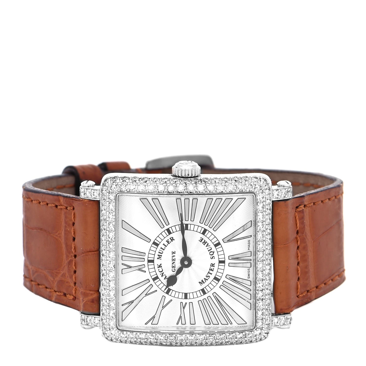 Franck Muller 18K White Gold Alligator Diamond Pave Bezel 29mm Master Square Automatic Watch 6002LQZD 2 of 4