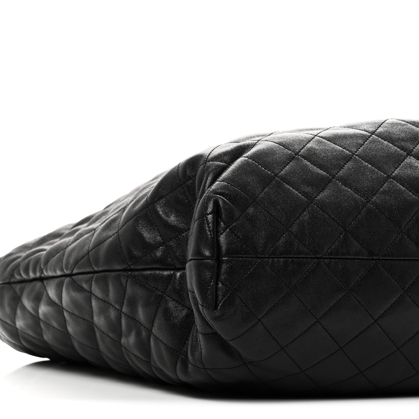 Lambskin Quilted Maxi Icare Shopping Tote Black