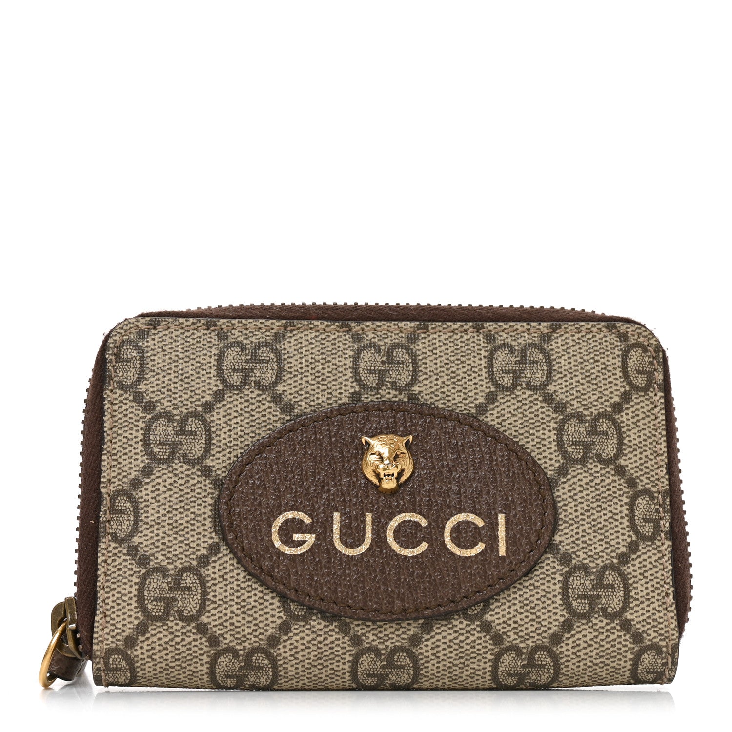 Gucci GG Supreme Monogram Neo Vintage Zip Around Card Case Beige Crop New Acero 1 of 7