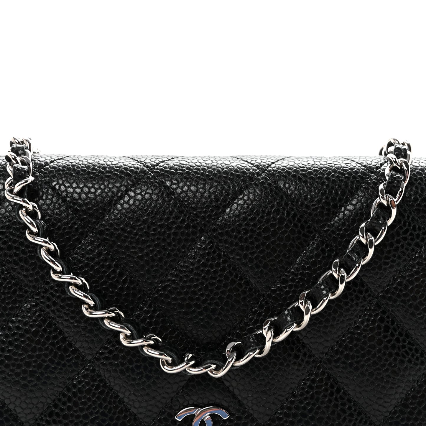Caviar Quilted Wallet on Chain WOC Black