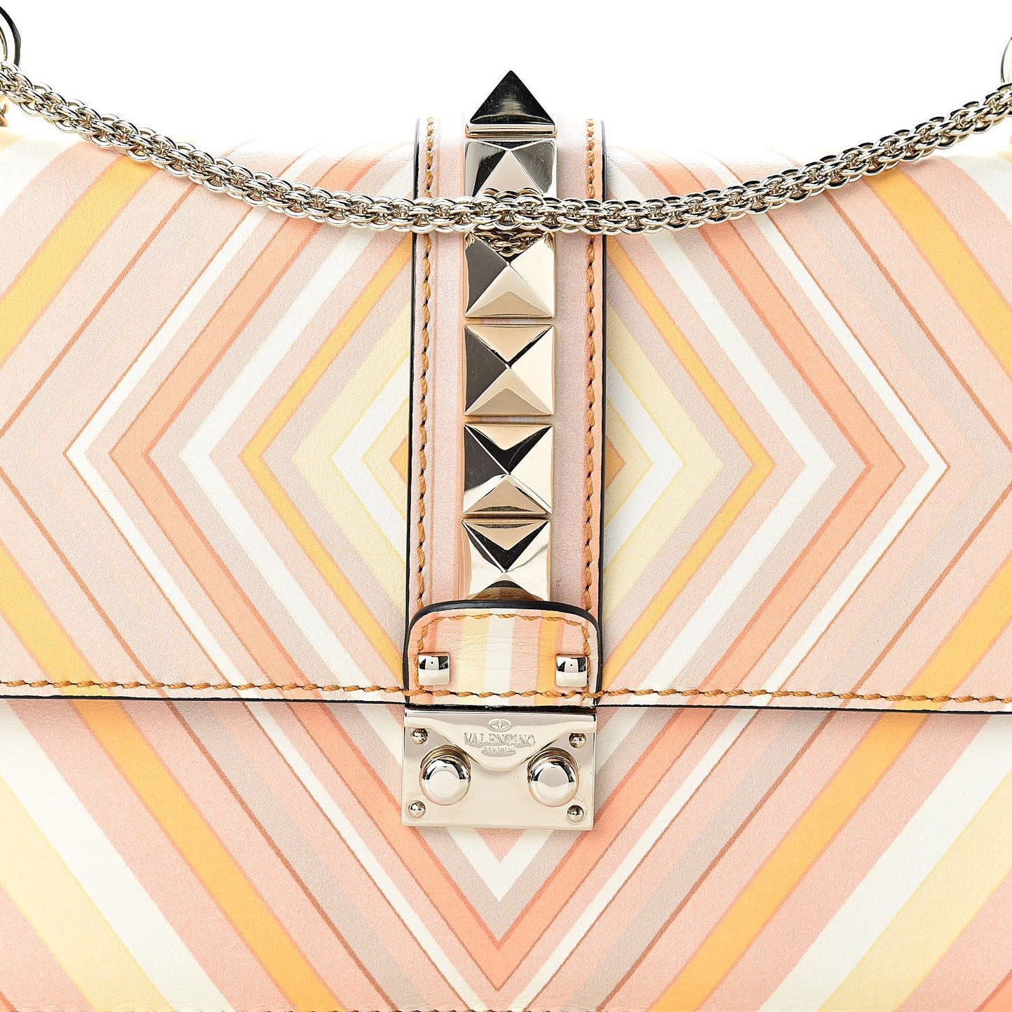 Vitello Native Couture 1975 Medium Glam Lock Rockstud Flap Mandarin Sorbet