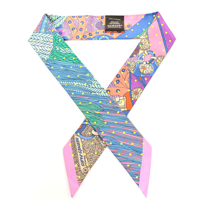 Hermes Silk Selle de Dignitaire Plumetis Twilly Rose Saumon Vert 1 of 3