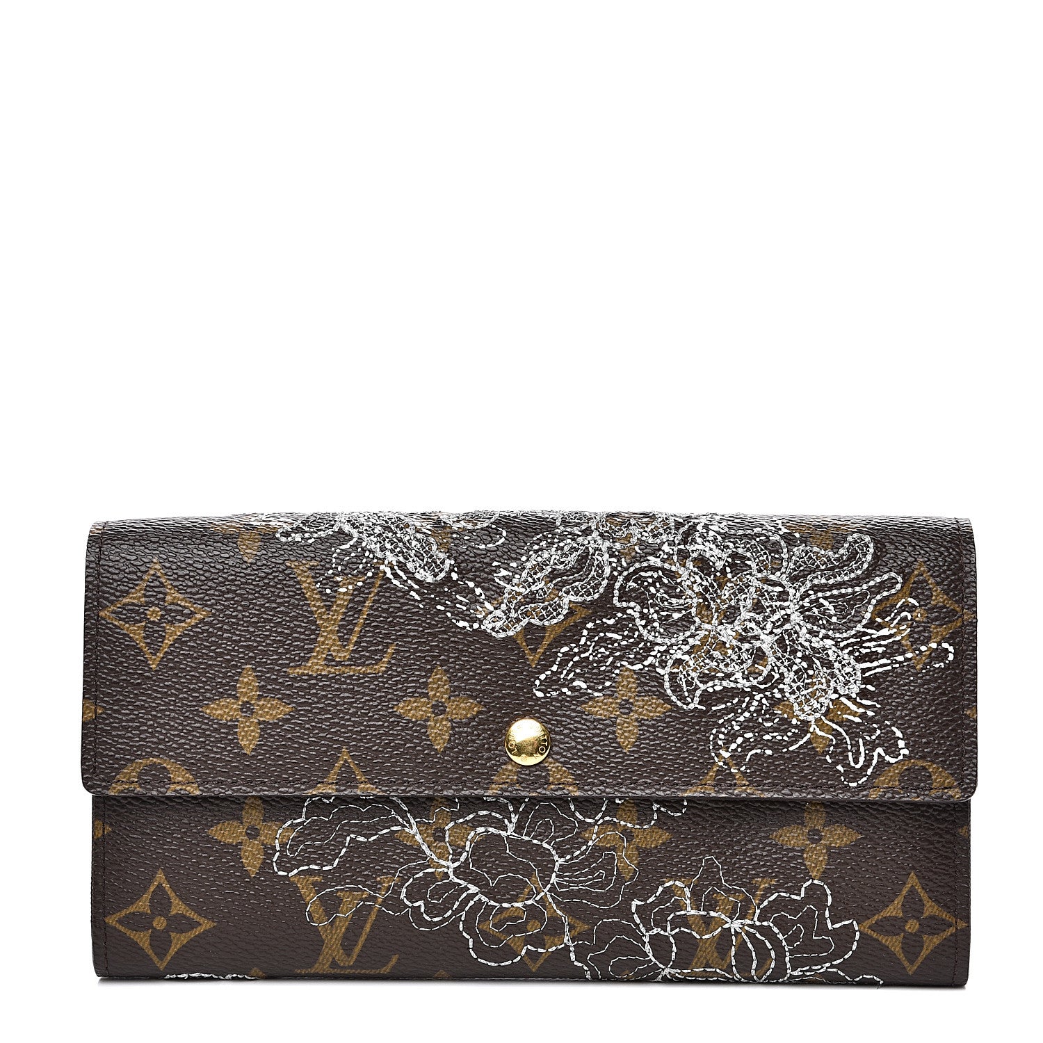 Louis Vuitton Monogram Dentelle Sarah Wallet Silver 1 of 10