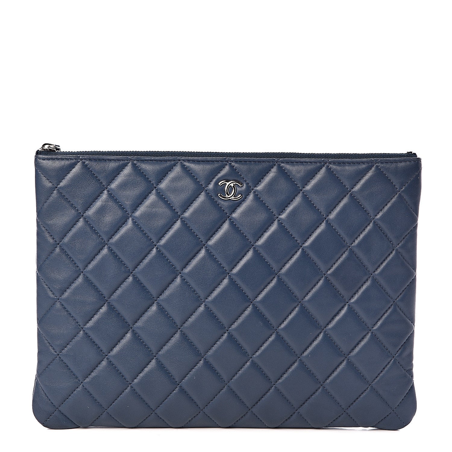 Chanel Lambskin Quilted Medium Cosmetic Case Dark Blue 1 of 8