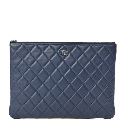 Chanel Lambskin Quilted Medium Cosmetic Case Dark Blue 1 of 8