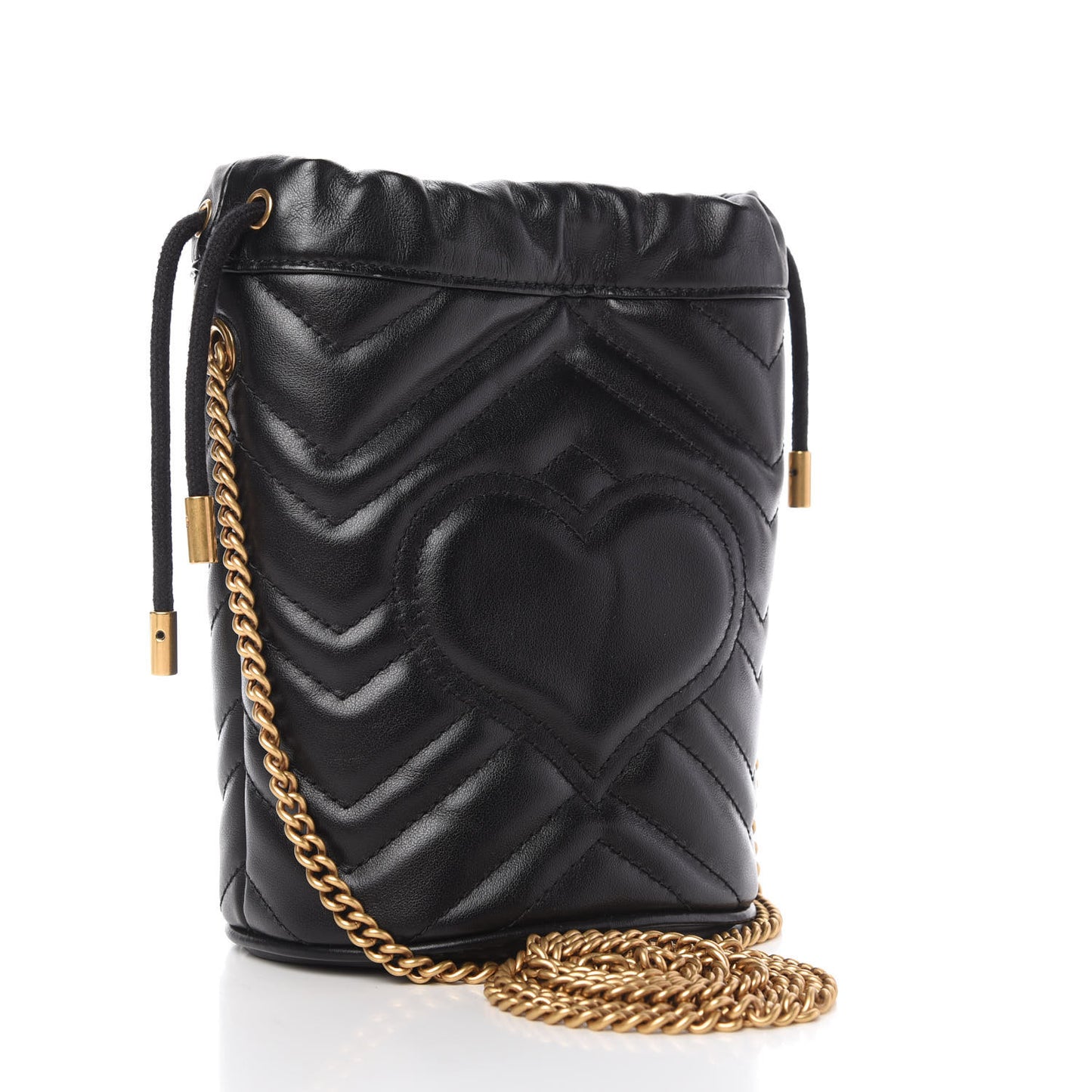 Calfskin Matelasse Mini GG Marmont 2.0 Bucket Bag Black