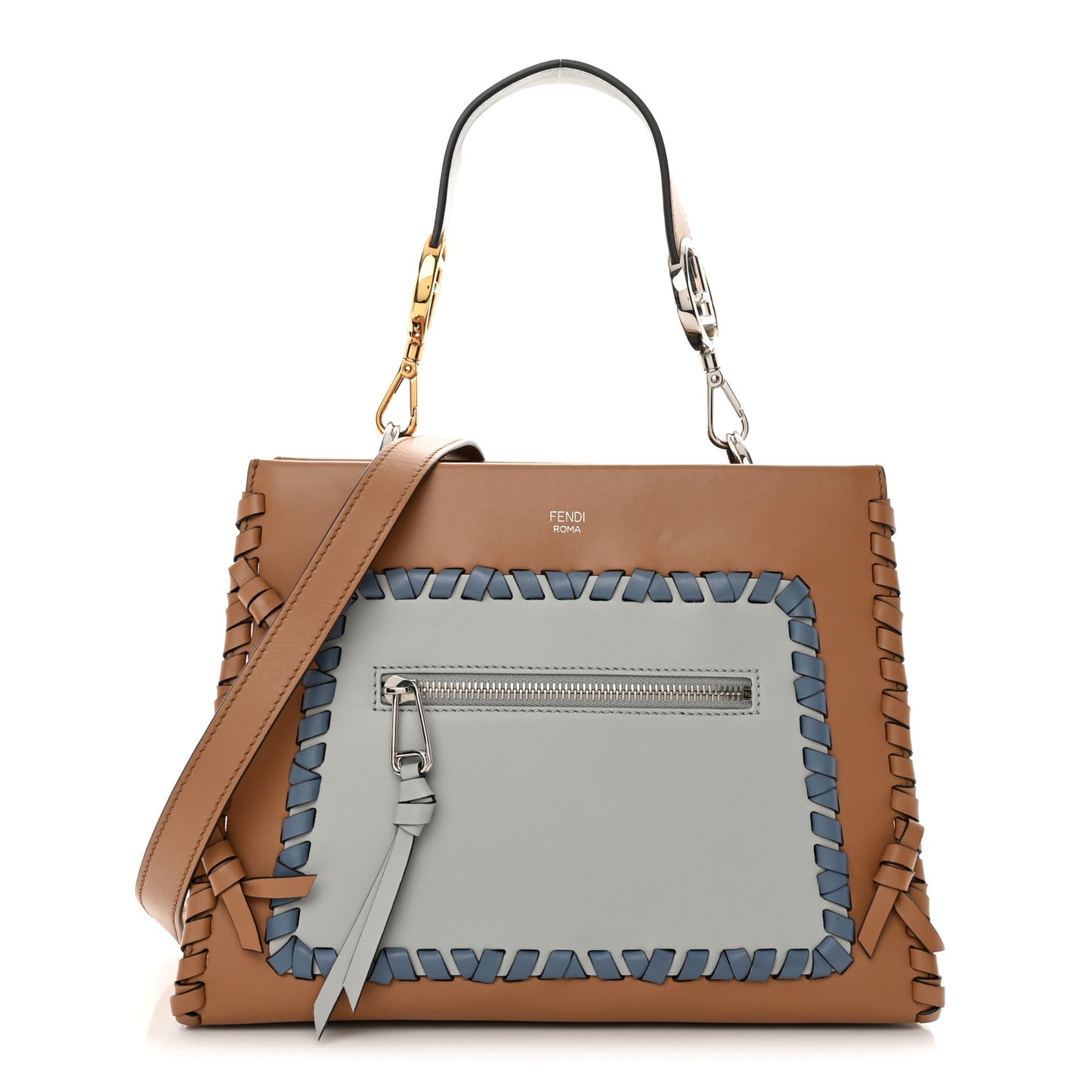 Vitello Century F is Fendi Whipstitch Bi-Color Small Runaway Satchel Orzo Multicolor