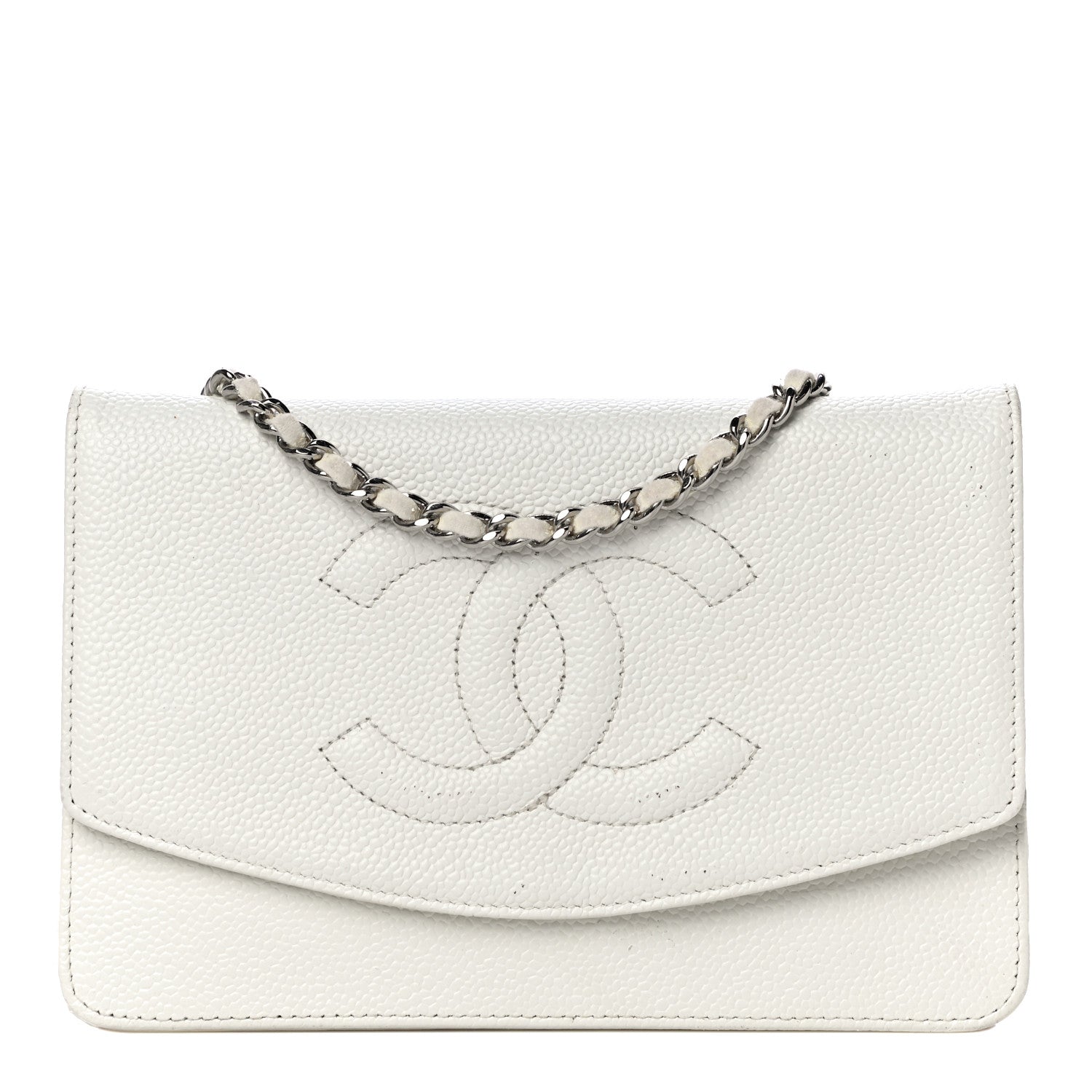 Chanel Caviar Timeless CC Wallet on Chain WOC White 1 of 21