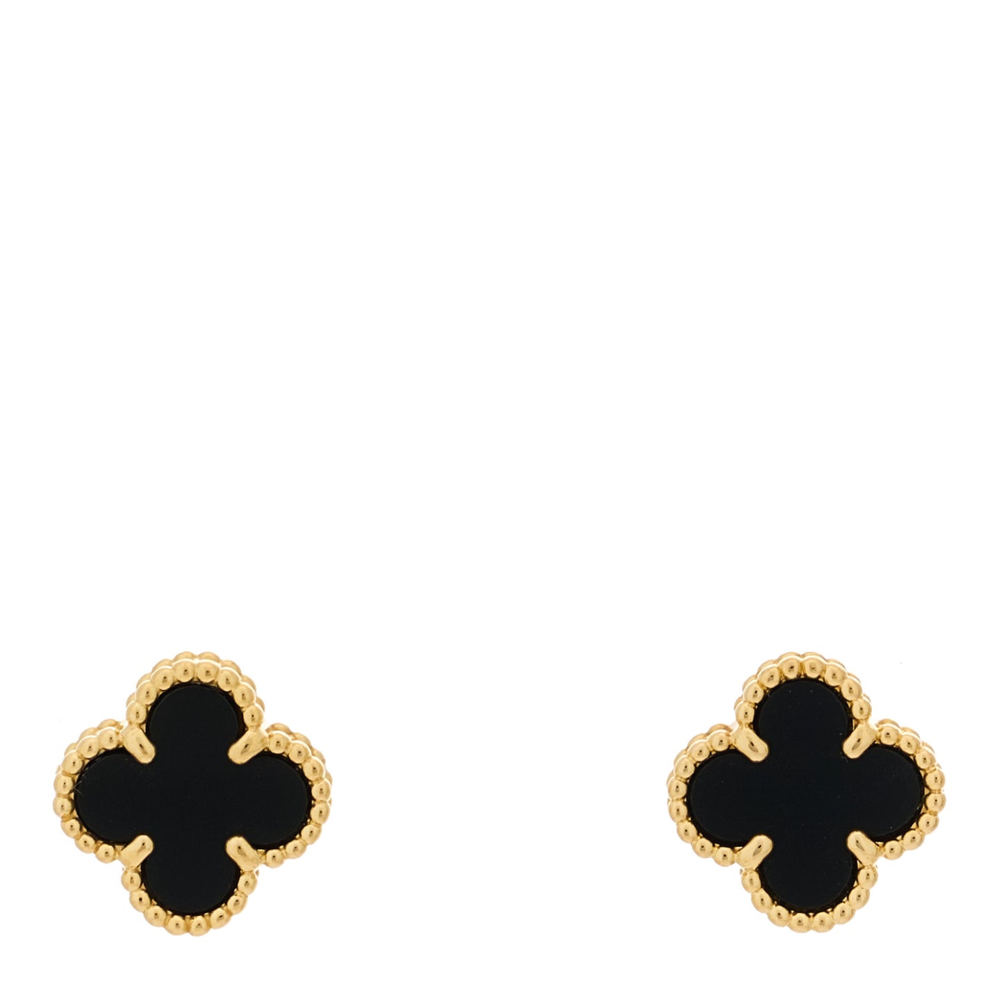 18K Yellow Gold Black Onyx Sweet Alhambra Earrings