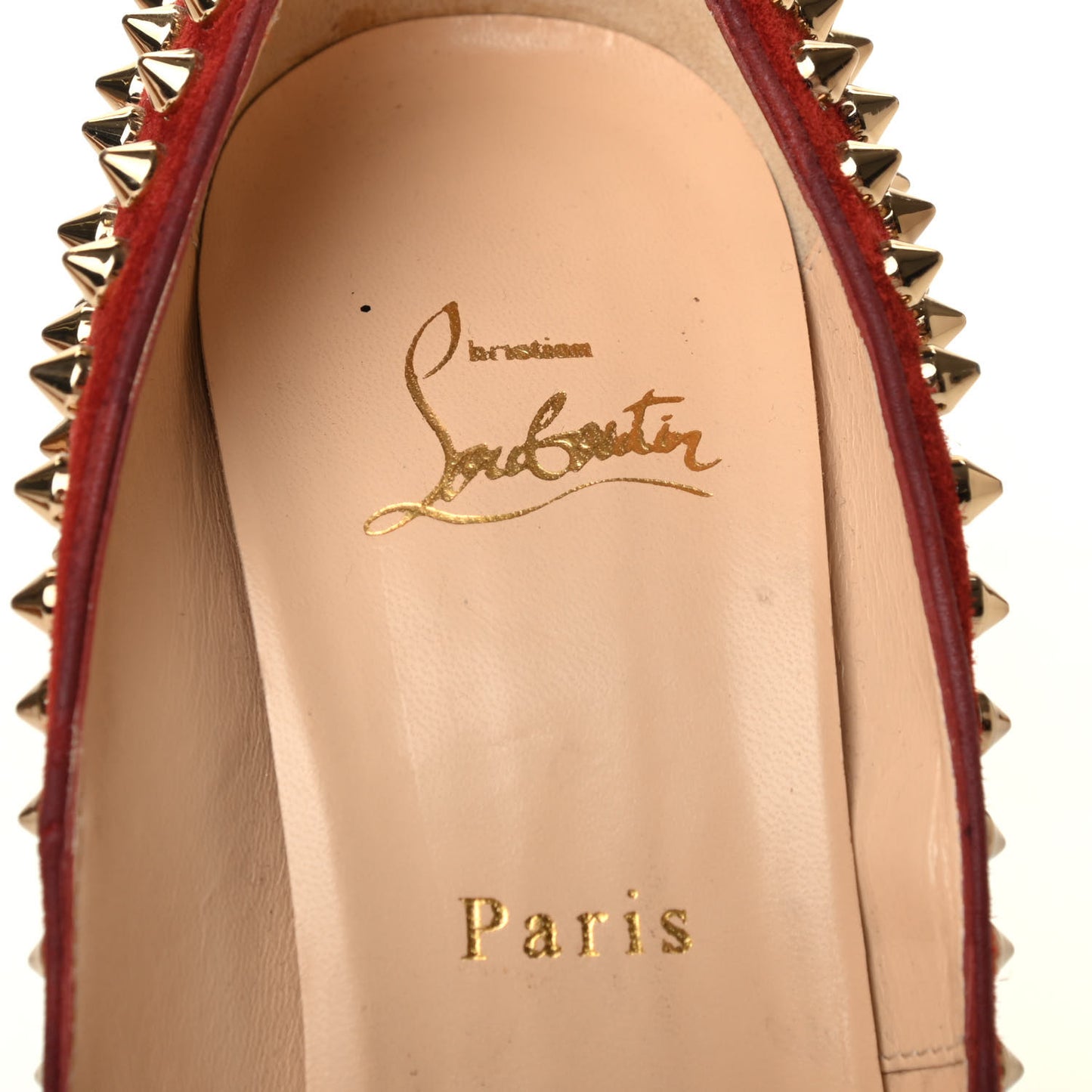 Veau Velours Calf Hair Leopard Lady Peep Spikes 150 Pumps 40 Red