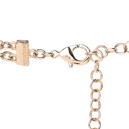Chanel Pearl Crystal Lambskin CC Short Multi Strand Necklace Light Gold Black 4 of 5
