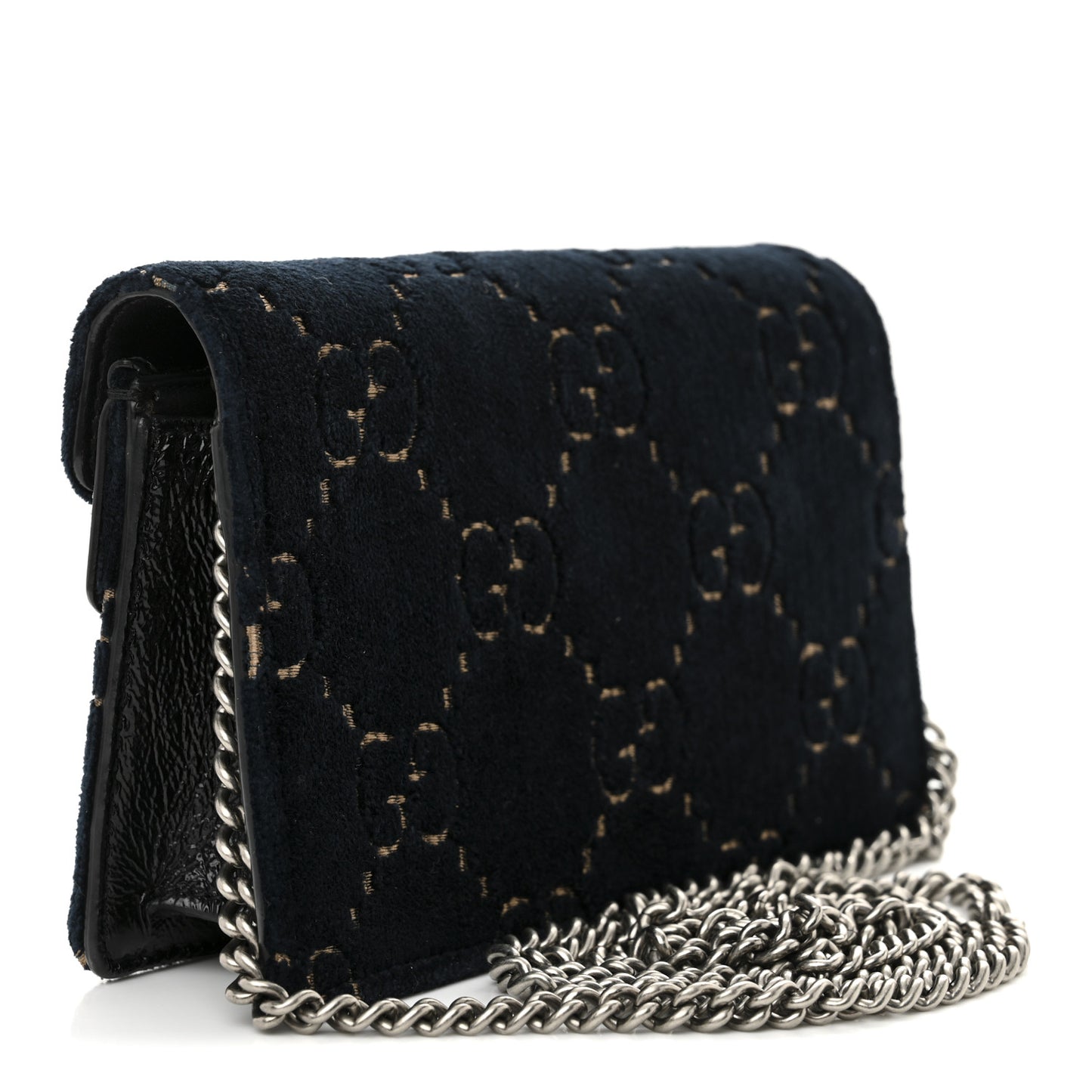 Velvet GG Monogram Super Mini Dionysus Shoulder Bag Blue Beige Black