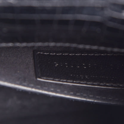 Saint Laurent Calfskin Crocodile Embossed Medium Monochrome Monogram Sunset Black 7 of 22