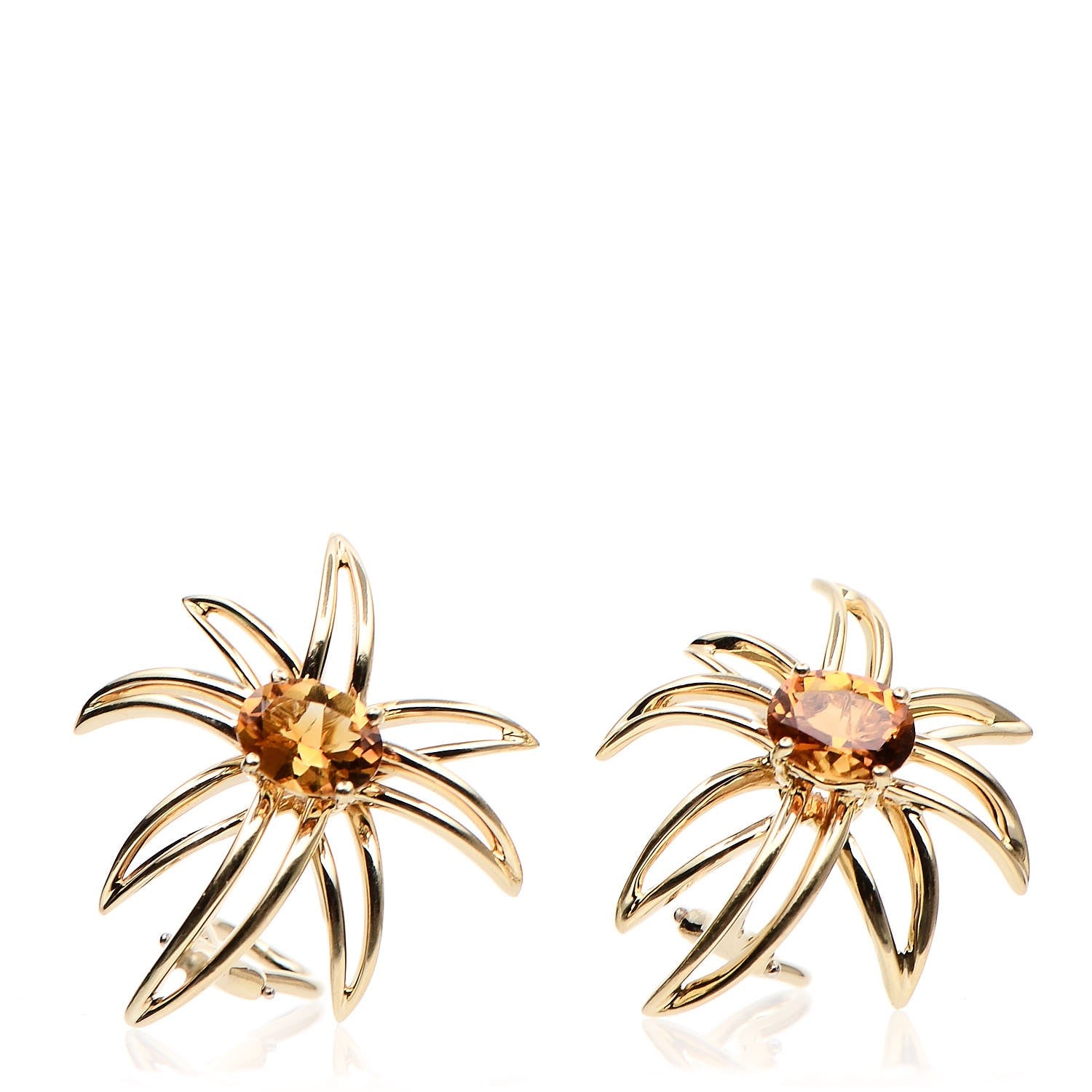 Tiffany 18K Yellow Gold Citrine Fireworks Clip On Earrings 1 of 5