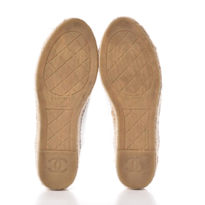 Chanel Grained Calfskin CC Espadrilles 36 White Black 5 of 8