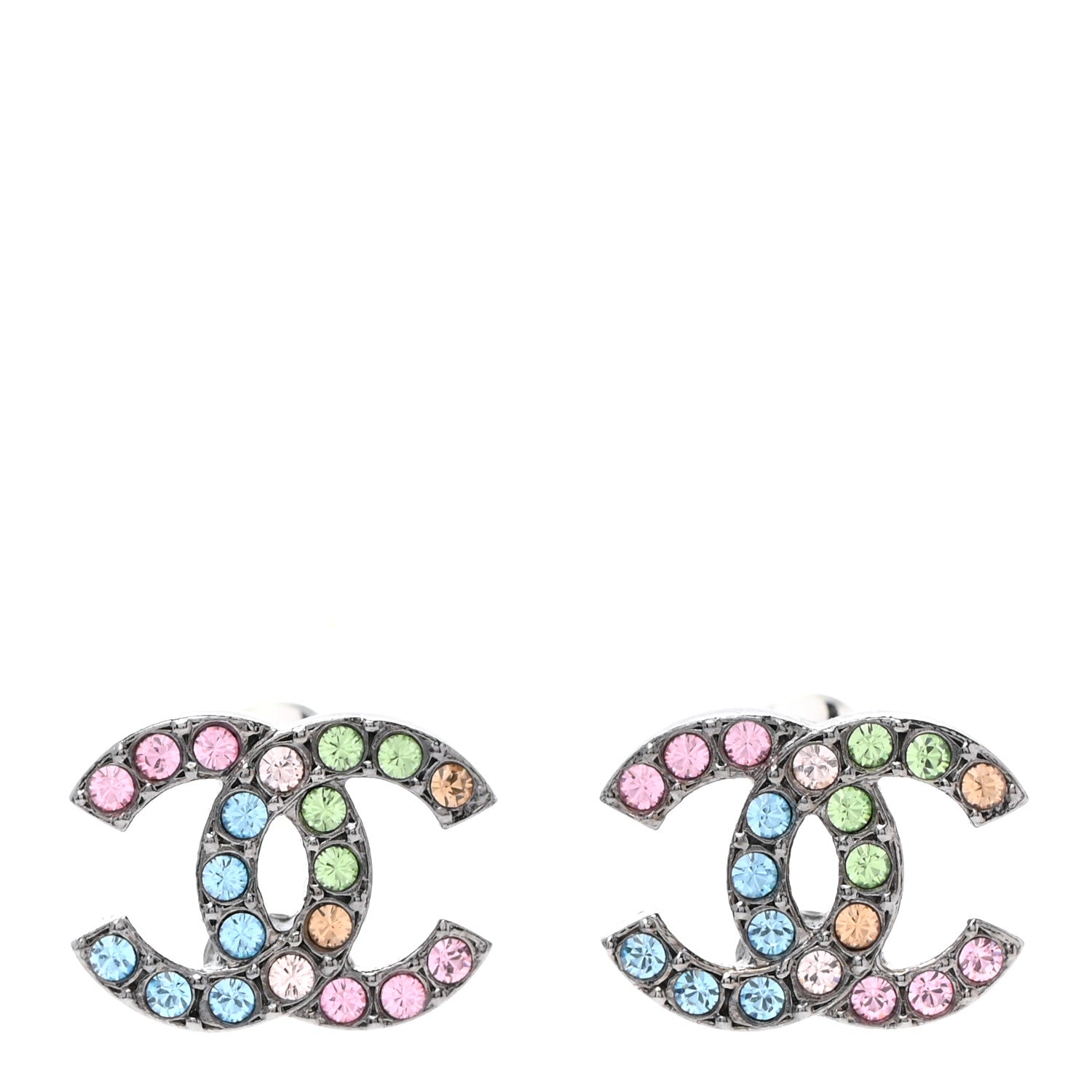 Chanel Ruthenium Crystal CC Earrings Multicolor 1 of 5