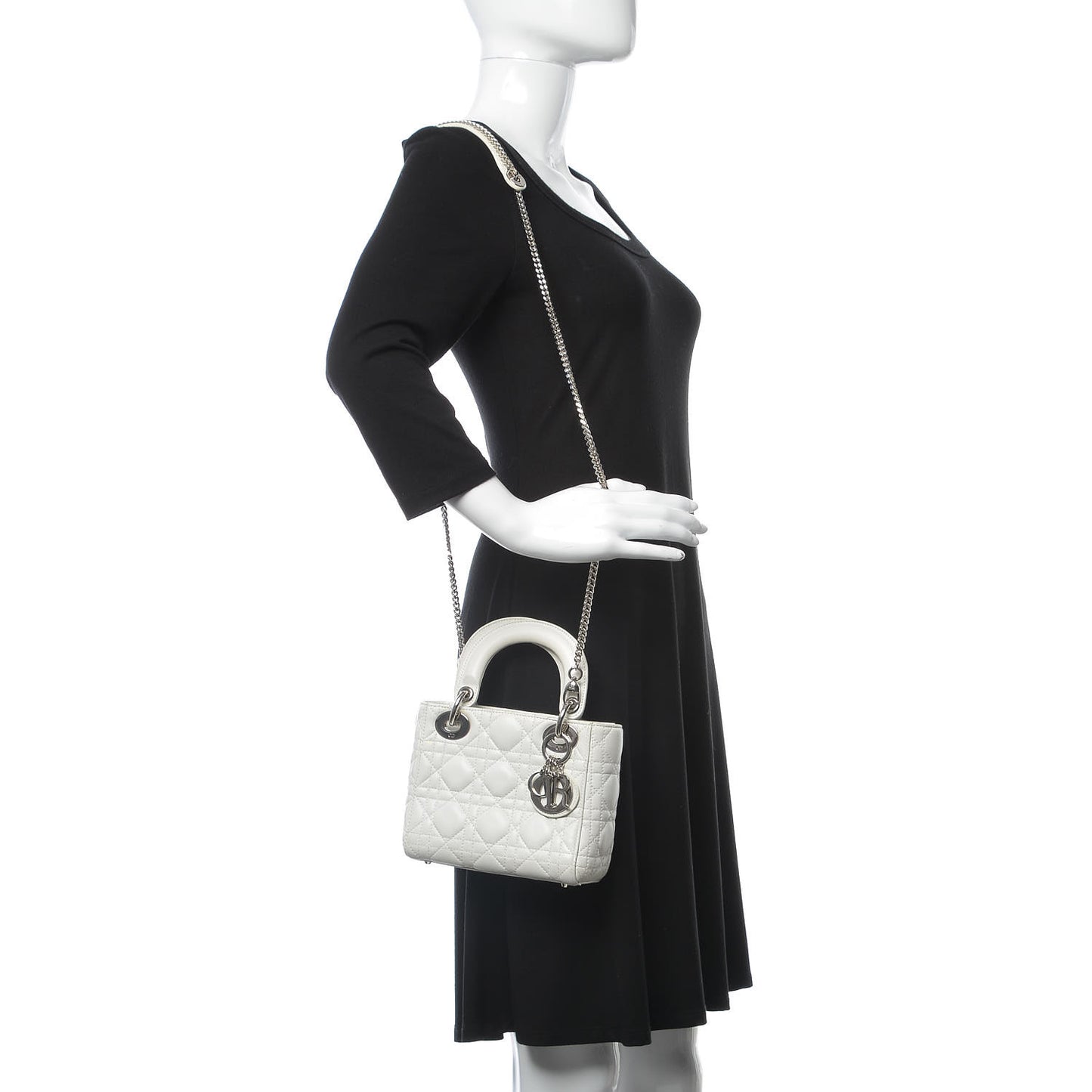 Lambskin Cannage Mini Lady Dior White