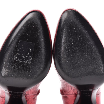 Saint Laurent Metallic Crackled Lou 95 Zip Bootie 36 Metal Barolo 11 of 12