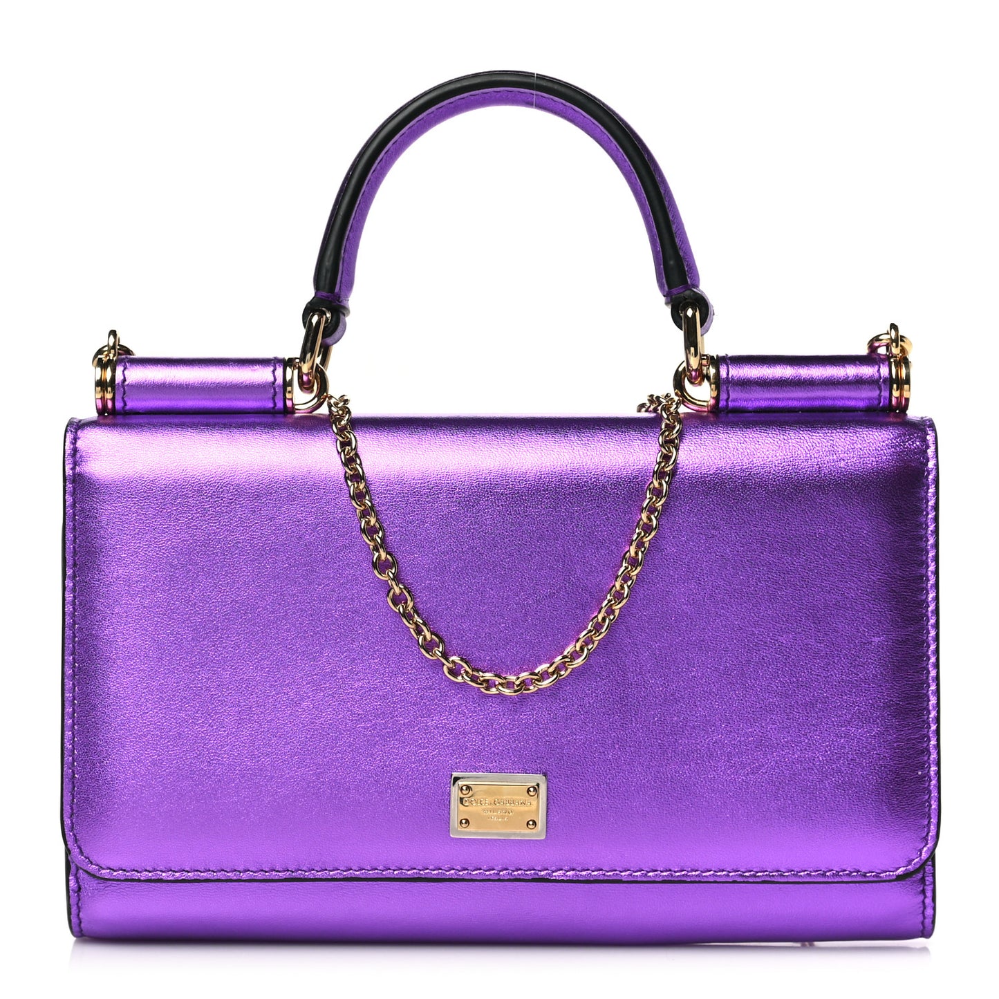 Metallic Calfskin Mini Von Bag Purple
