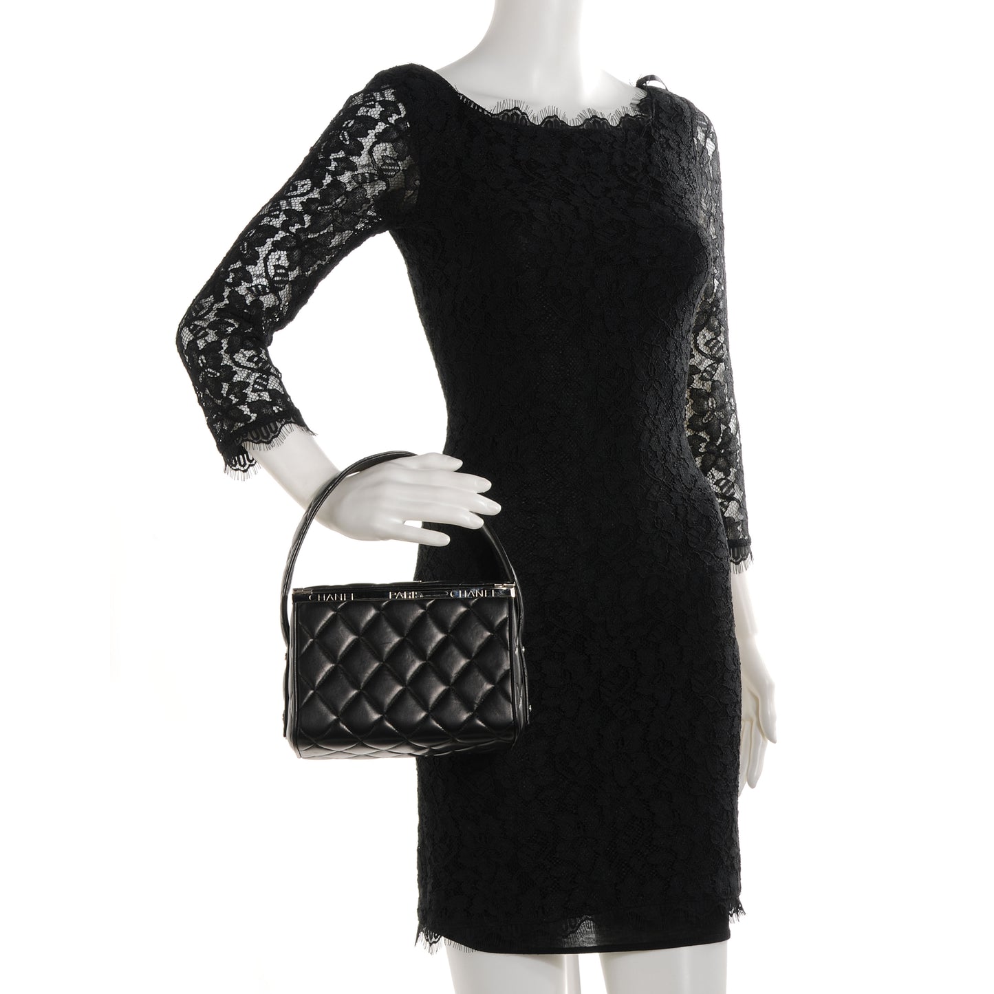 Lambskin Quilted Box Bag Black