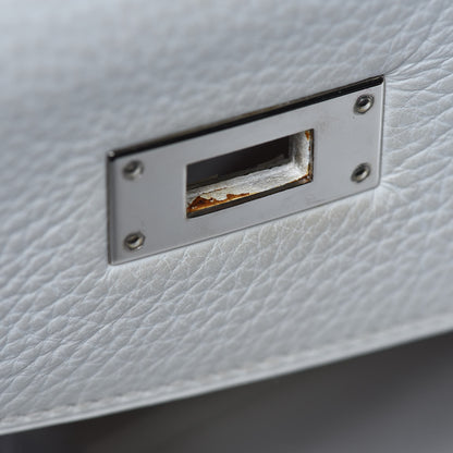 Hermes Taurillon Clemence Toile Kelly Retourne 32 White 38 of 40