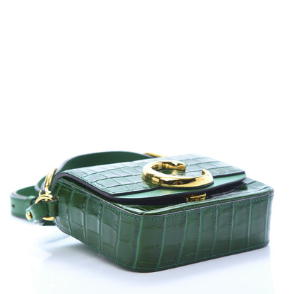 Chloe Calfskin Crocodile Embossed Mini C Double Carry Woodsy Green 4 of 15